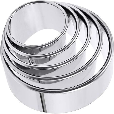 Lot de 5 Emporte Pièces Rond en Acier Inoxydable, Emporte Piece Personnalisés pour Gâteaux,Biscuits et Desserts,avec Emporte Pièce Rond à Frapper Diamètre Tailles Variant de 40 à 80 mm