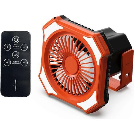 Ventilateur de bureau à batterie avec lumière LED, mini ventilateur pour un meilleur rafraîchissement de la pièce, du bureau ou des voyages - 10 000 mAh - Orange (1/4)
