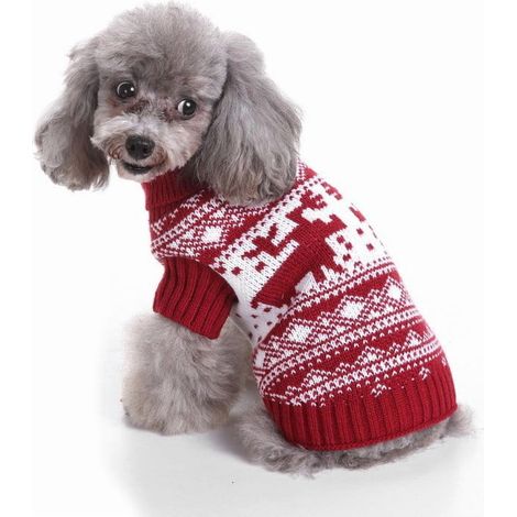 Pull Pour Chien Et Chat - Tricot Côtelé - Rouge - Taille S - Hiver Automne - 1 Pièce (1/2)