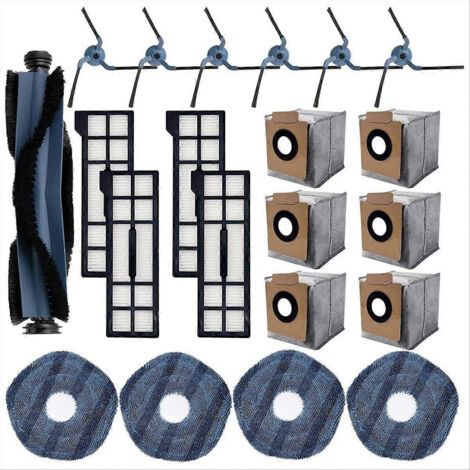 Pour aspirateur robot Eufy X10 Pro Omni : brosse principale, filtres HEPA, chiffon de nettoyage et sac à poussière de rechange