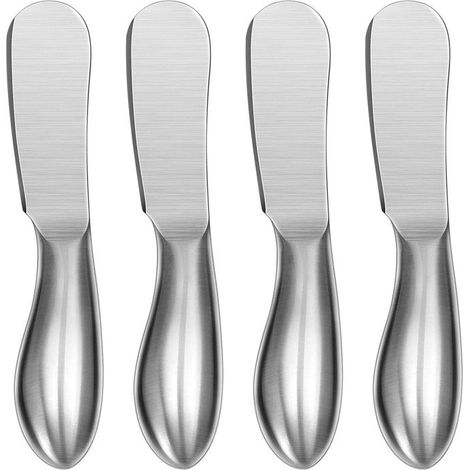 Set da quattro pezzi - Set di coltelli multifunzionali in acciaio inossidabile per formaggio e burro - Bomboniere per feste di compleanno/matrimoni - Argento
