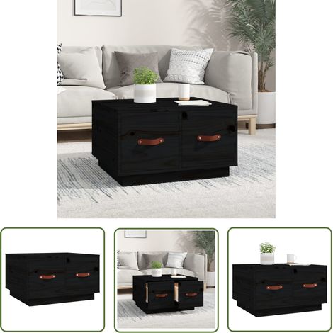 The Living Store Couchtisch Schwarz 60x53x35 cm Massivholz Kiefer - Couchtisch - Holzmöbel - Esszimmertisch - Wohnzimmertisch - Kiefernholzmöbel (1/5)