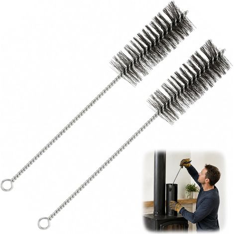 2 x Brush for Stove Pipe Diameter 40 mm and Chimney, Universal Chimney Cleaning Set for Delicate and Effective Cleaning of Difficult Corners, Robust and Versatile Cleaning Brush Steel (1/5)