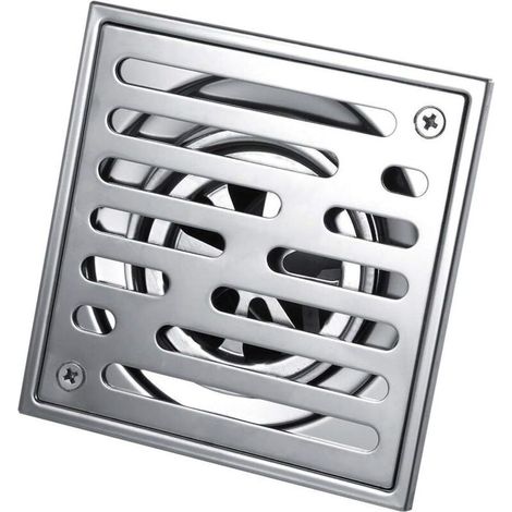 (Dimensions : 110 x 110 mm) Bonde de douche carrée en acier inoxydable anti-odeurs (1/5)