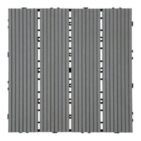 Carrelage de sol extérieur, aspect bois pour balcon/terrasse, structure 3D - gris, 30x30cm (1/3)