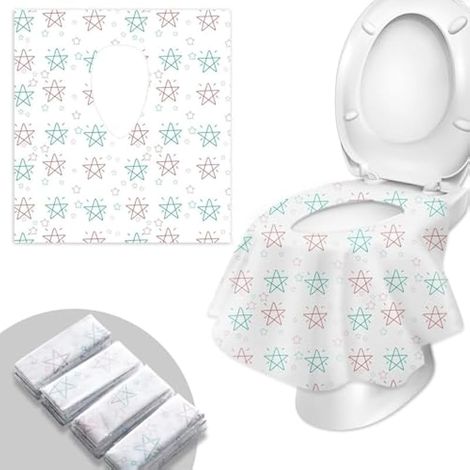 20 Pièces Protege Toilette Jetable, Protege Cuvette WC Jetable Portables Protection Toilettes Jetables, Tissu Non Tissé Imperméable, Pour Enfants,Voyage, Htel, Centre Commercial, Hpita (60x64 cm) (1/5)