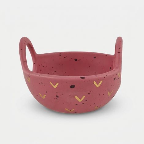 Cestino decorativo in ceramica con manici Pink&Cozy (1/2)