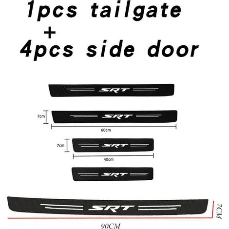 (5 pièces pour SRT) Autocollants de protection en fibre de carbone pour coffre et pare-chocs de voiture,ruban adhésif anti-rayures pour seuils de portières Dodge SRT (1/3)