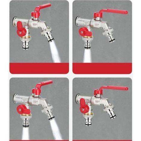 Robinet Antigel - Robinet Extérieur Double Bec - Cuivre - 15,3 X 10,2 X 3 Cm - 1/2 Pouces Et 3/4 Pouces - 1 Pièce (1/5)