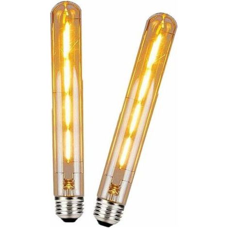 Lot de 2 ampoules LED T30 E27 à long tube, ampoules décoratives vintage 4W (remplace les ampoules halogènes à vis de 40W), lumière LED à filament T30, blanc chaud 2700K (225mm)-Karteo (1/4)