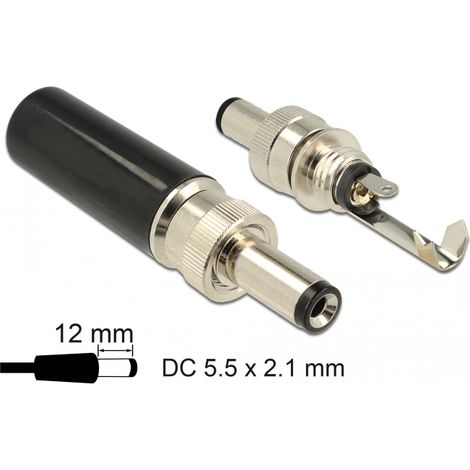 Delock Conector DC 5,5 x 2,1 mm con 12,0 mm de longitud macho