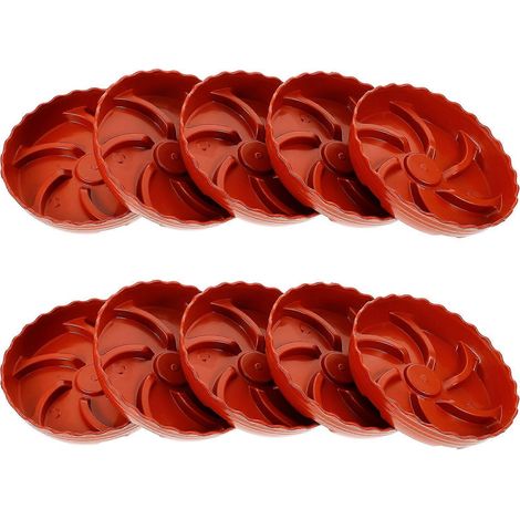 Soucoupes rondes pour plantes, décoration intérieure, rouges, en plastique, avec système de drainage (lot de 10). (1/5)