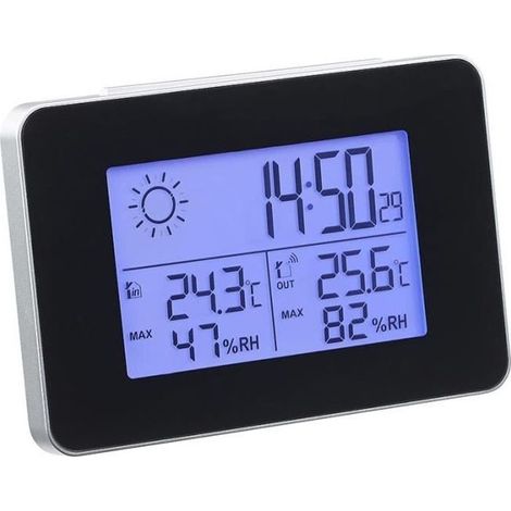 Funkgesteuerte Wetterstation und Uhr mit drahtlosem Außensensor (1/2)