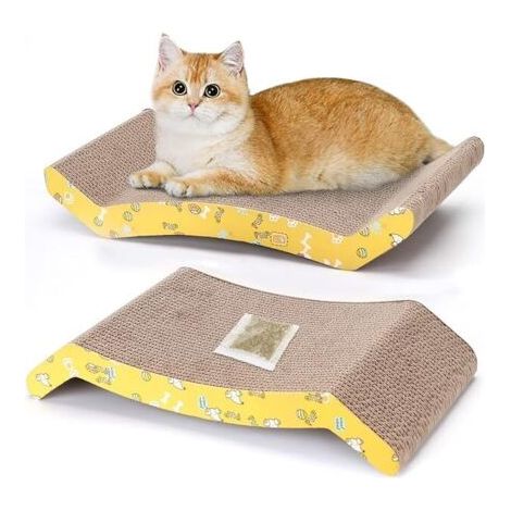 FENOPLASTICACarton à gratter Cat Griffoir double face en carton durable , idéal pour jouer à l'intérieur, multicolore (lot de 2) (1/5)