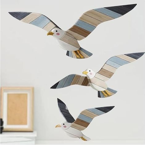 Beach Wall Decor, Seagull Decor, Wooden Wall Art, Themed Wall Art for Living Room, Bedroom, Bathroom, Hallway, Vacation Home (1/5)