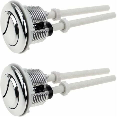 2 Pièces Boutons Poussoirs De Toilette Double Chasse Bouton 38Mm Standard Chrome Plaqué Argent Wc Réservoir Boutons