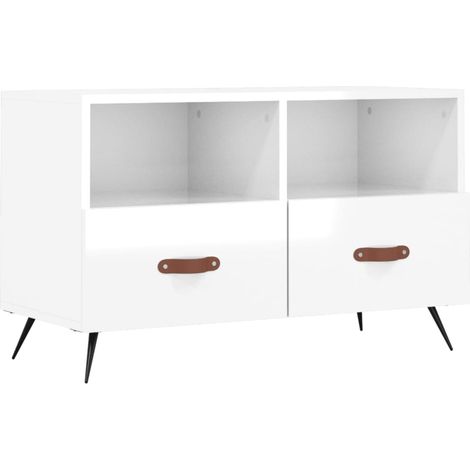 Mobile TV multimediale scaffale per televisione televisore buffet sala da pranzo soggiorno camera da letto lucido 80 x 36 x 50 cm derivati del legno bianco 020027083