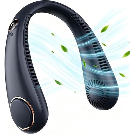 Ventilateur de cou rechargeable USB, 5 vitesses, bleu