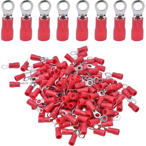 150 cosses à sertir pré-isolées, connecteurs de fils à anneau en cuivre et PVC pour machines, AWG 14-12 (1/5)