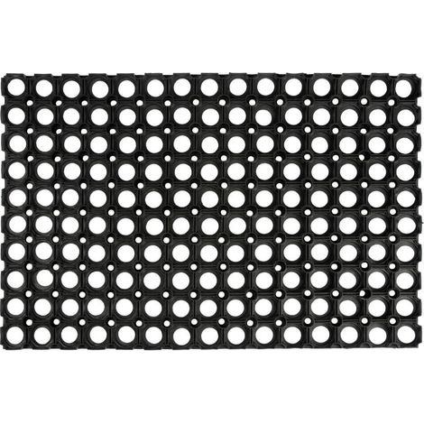 Zerbino in gomma PVC, rettangolare, marrone, 60 x 40 cm, nero, traforato, perforato, per esterni (1/2)