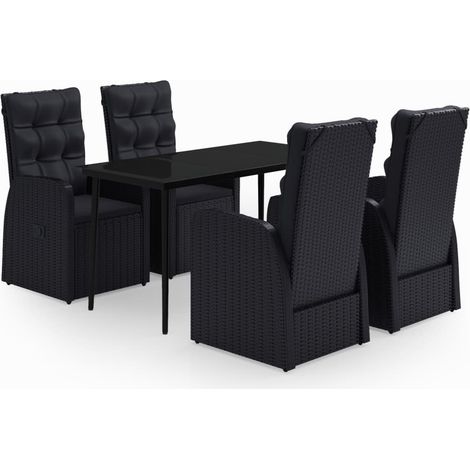 Maison Exclusive - 5-tlg. Garten-Essgruppe mit Kissen Schwarz