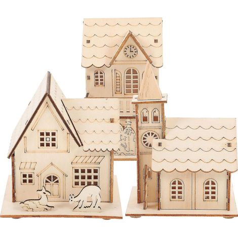 Lot de 3 décorations créatives en forme de mini-maisons, pour un décor de jardin miniature. (1/4)