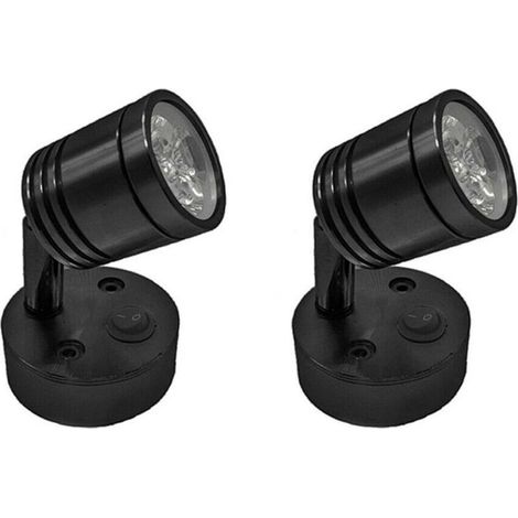 Lot de 2 lampes de lecture LED 12 V, lampe murale de chevet avec interrupteur réglable, éclairage intérieur cylindrique flexible pour camping-car, bateau et camping-car (noir) (1/5)