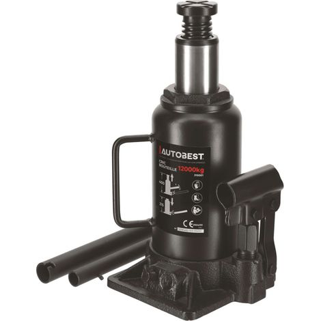 Cric hydraulique bouteille - capacité 12T - hauteur levage de 215 à 400 mm - AUTOBEST (1/4)