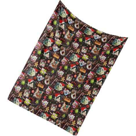 Couverture imprimée à motif chat de Noël, idéale pour la sieste, le canapé ou le bureau (80 x 100 cm / 31,5 x 39,4 pouces). Décoration murale, parfaite pour les fêtes et les festivals. (1/4)