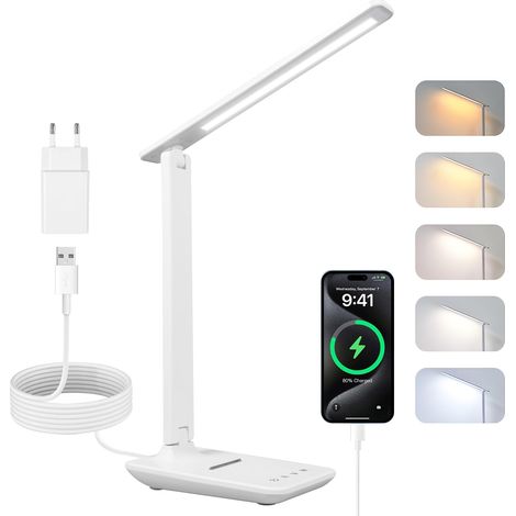 Lampe de bureau LED, Dimmable avec Support Téléphone (1/5)