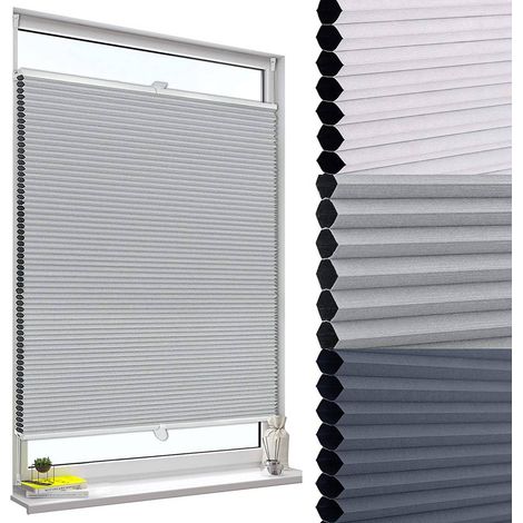 WOLTU Tenda Plissettata a Nido d'Ape Tende Avvolgibili Oscurante al per Finestra Grigio 120x130 cm (Parti in plastica) (1/4)
