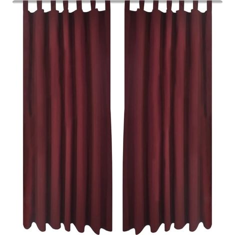 Rideaux en satin, ensemble de 2 pièces, 140 x 245 cm, rouge foncé (1/4)