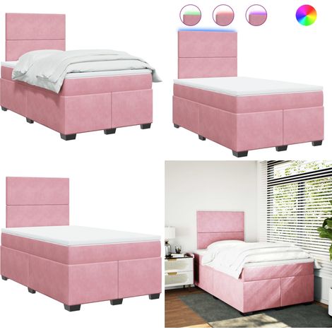 Sommier à lattes de lit avec matelas Rose 120x200 cm Velours - Lit Double - Lit Design - Lit Rose - Lit Avec Led - Matelas À Ressorts Ensachés - Home & Living (1/5)