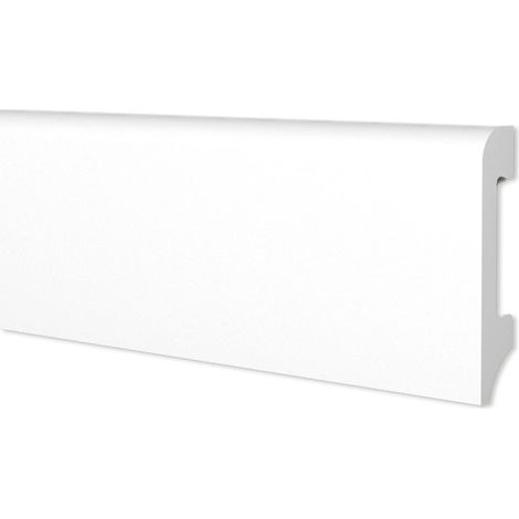 Battiscopa BC Spazzolato in POLIMERI EqualWood HI-TEC 75x14mm Nero, Bianco, Alluminio ecc. (prezzo al metro)-BIANCO
