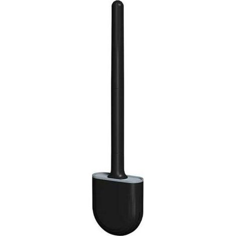 Brosse Toilette Silicone Noire avec Support, Poils Doux et Poignée Antidérapante pour Nettoyage Rapide - (1/3)