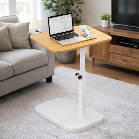 Table d'appoint en forme de C réglable en hauteur de 45 à 80 cm, table d'appoint rotative à 360°, petite table de canapé pour ordinateur portable, table basse en forme de C, pour salon (1/5)