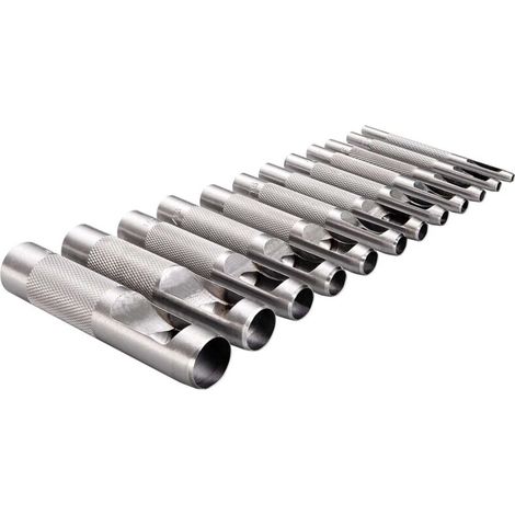 Set mit 12 Hohlstanzen, Rundstanzen, Schneidwerkzeug, Lochzange für Leder, Gürtel, Gummi, Karten, Siegel, Kunststoff, Papier, Uhrenarmbänder, 1/8" - 3/4" (3 mm - 19 mm) (1/4)