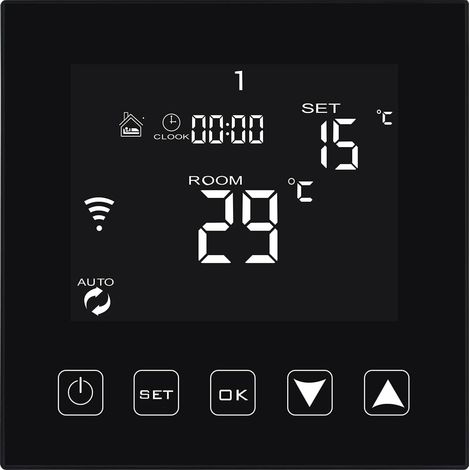 Termostato inteligente con conexión WiFi para calderas de 3 A, compatible con Alexa, termostato inteligente para caldera de gas con contacto seco integrado y control remoto mediante la aplicación Tuya (1/5)