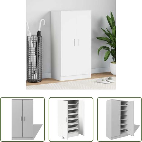 vidaXL Schuhordnung - Schuhschrank mit 7 Fächern Weiß (1/5)
