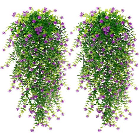 6x Künstliche Hängepflanzen 76cm UV-beständig Wetterfest für Balkon & Garten (Rosenrot) (1/5)