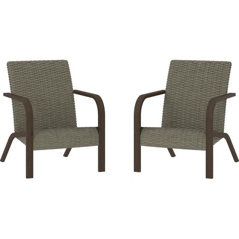Lot de 2 fauteuils de jardin en résine gris (1/5)