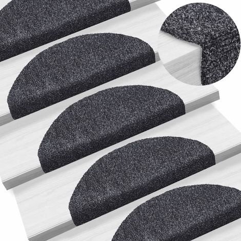 Felpudos autoadhesivos para escaleras, 15 unidades, 65 x 21 x 4 cm, gris oscuro, semicirculares, grandes