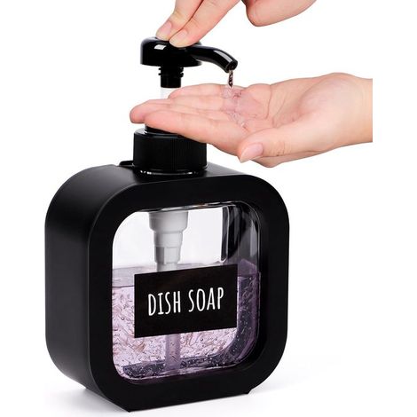 Dispensador de detergente líquido para lavavajillas,botella vacía con dosificador de 300 ml,plástico,300 ml,negro (1/5)