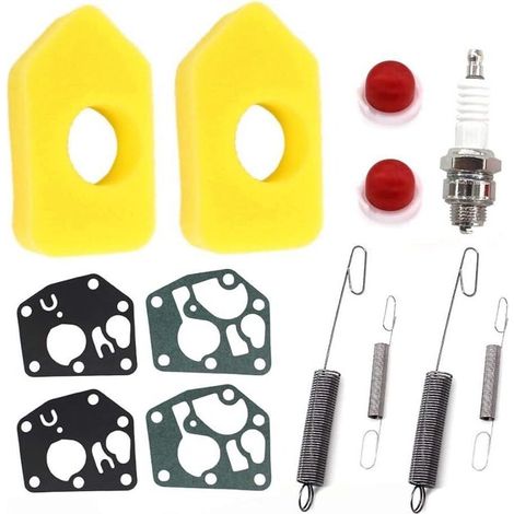 2 Set Filtre à air avec Membrane de carburateur Ressortsd pour Briggs & Stratton Quattro 450 500 550 Series 698369 Classic Sprint 795083 694394 692211 691859