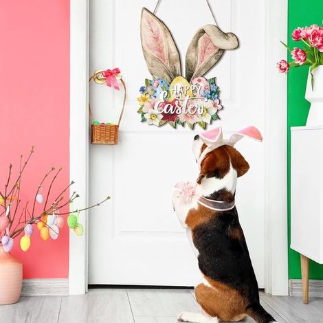 Set di 5 decorazioni pasquali per porte: orecchie di coniglio, uovo di Pasqua, 33,32x30 cm (1/5)