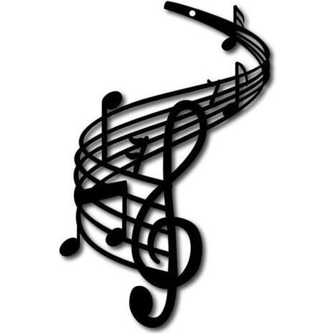 Pair Métal Mur Art Note de Musique Décor 3D Notation Art Clé de Sol Noir Sculpture Suspendue pour Noël Halloween Maison Salon Pépinière Musique Danse Intérieur Extérieur Jardin 28 x 18 cm (1/3)