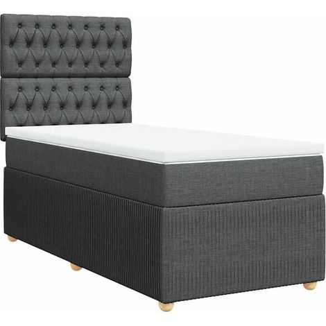 Cadre de lit en tissu, matelas inclus, gris foncé, 80 x 200 cm (1/5)