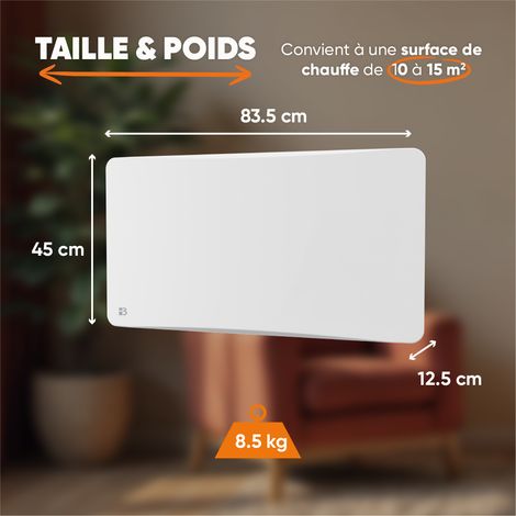 Radiateur électrique fixe à inertie sèche fonte + film avec thermostat interchangeable 1500W Bestherm ALMEA horizontal blanc — vue 4