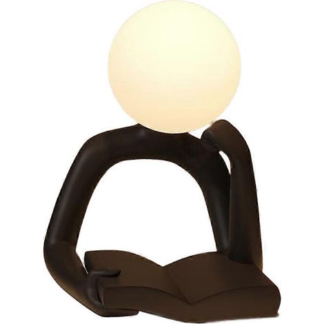 Lampe de lecture minimaliste moderne à motif abstrait, veilleuse décorative pour chambre, bureau et espace de travail, design élégant noir (1/5)