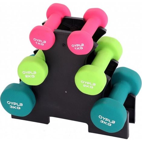 Oypla 12kg Neoprene Hand Dumbbell Workout Weight Set Including Stand (1/5)